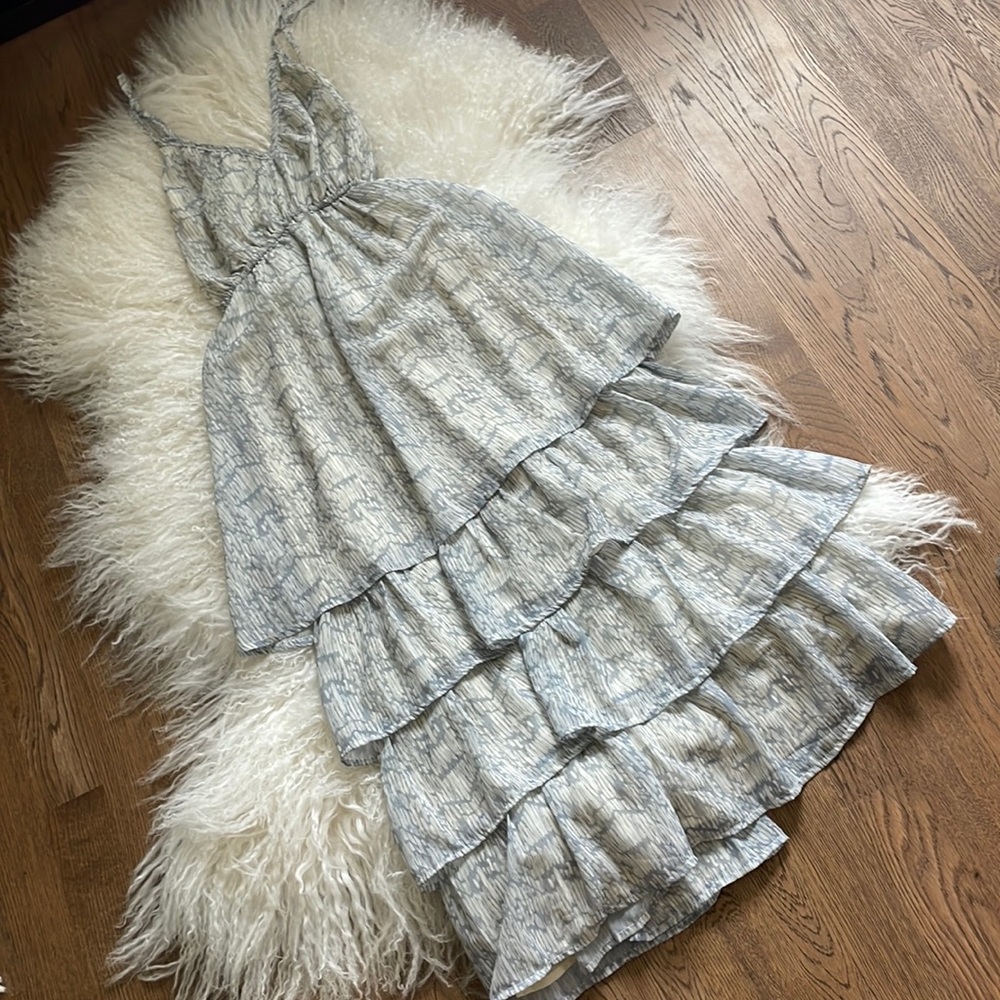 Blue and white ruffle dress